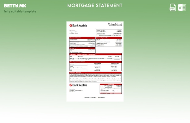 Модерен стил Шаблон за извод на банкарска хипотека на Austria Bank Austria